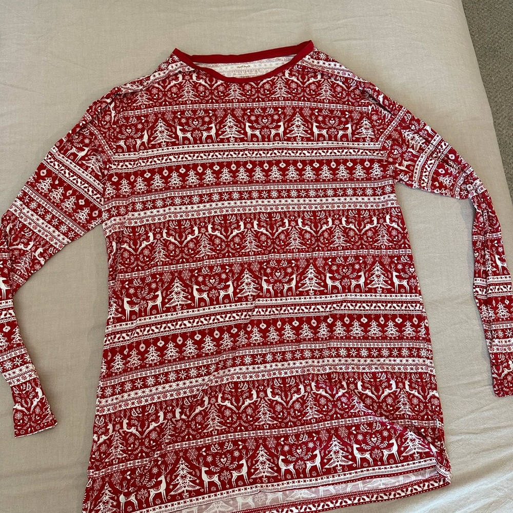 Little Sleepies Red and White Patterned Shirt